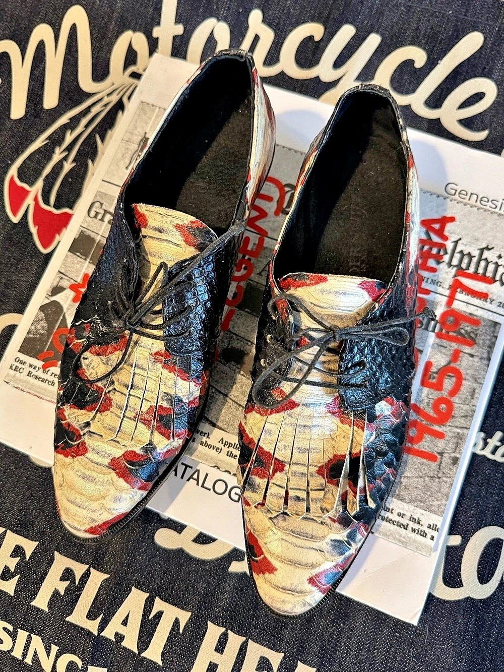 Modern Vice Multi-Color Python Pointed Toe Kiltie Derby Shoes